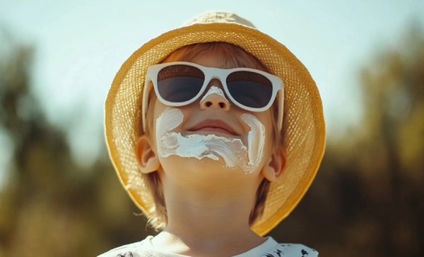 child wearing sunscreen